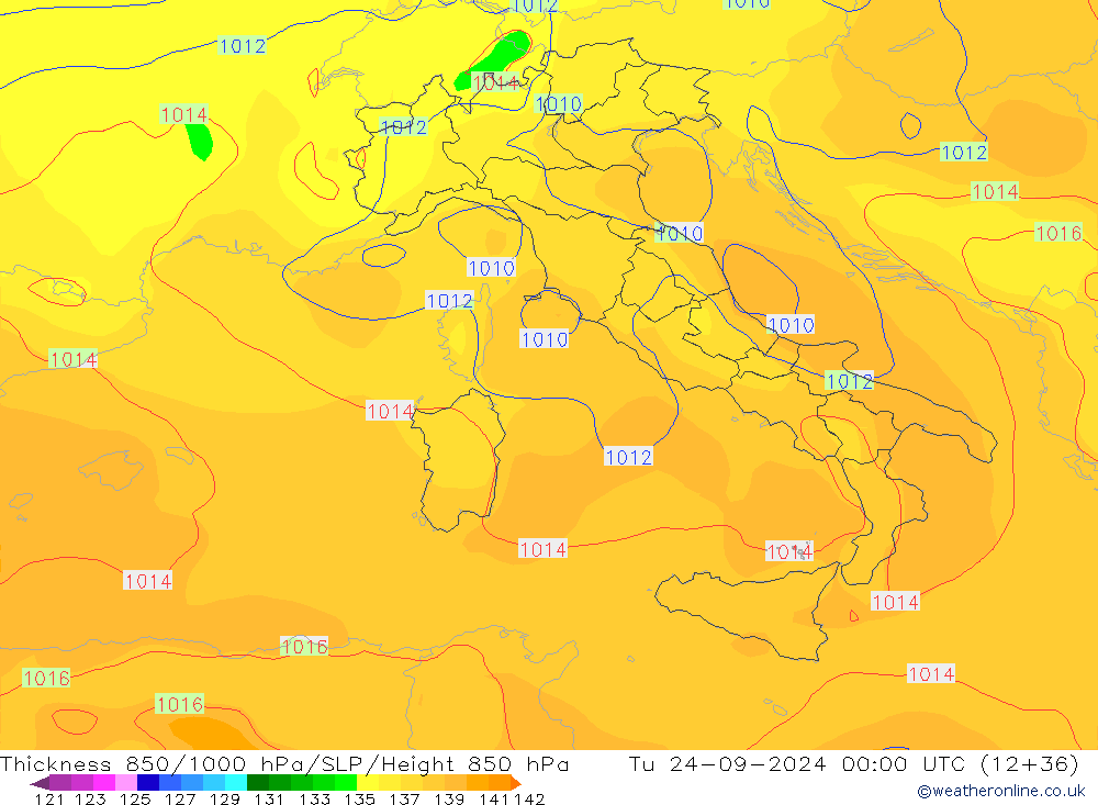 Thck 850-1000 hPa GFS Tu 24.09.2024 00 UTC