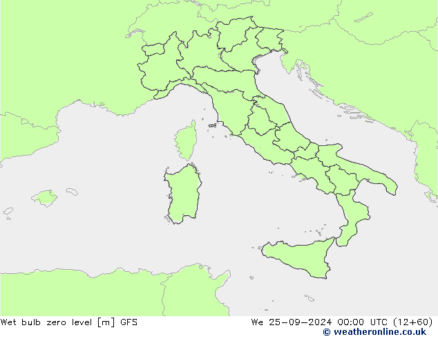 Wet bulb zero level GFS wrzesień 2024