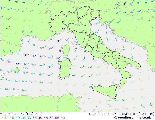 Wind 950 hPa GFS Th 26.09.2024 18 UTC