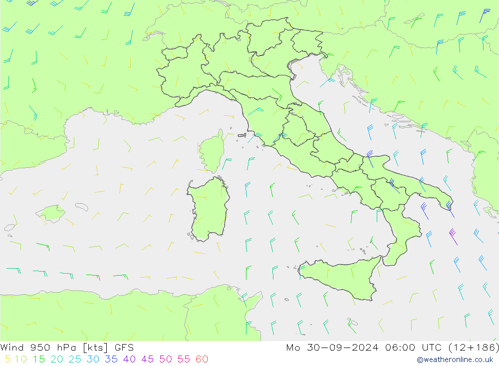 Wind 950 hPa GFS ma 30.09.2024 06 UTC