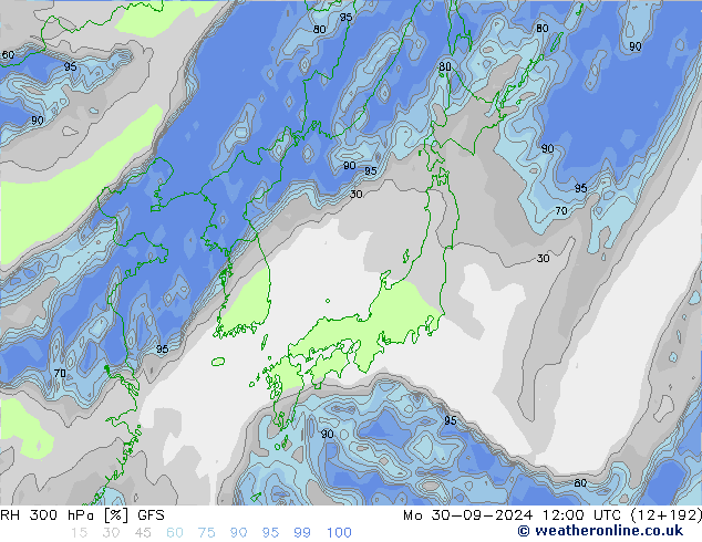 300 hPa Nispi Nem GFS Pzt 30.09.2024 12 UTC