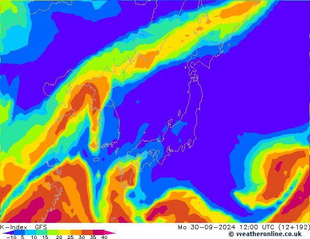 K-İndeksi GFS Pzt 30.09.2024 12 UTC