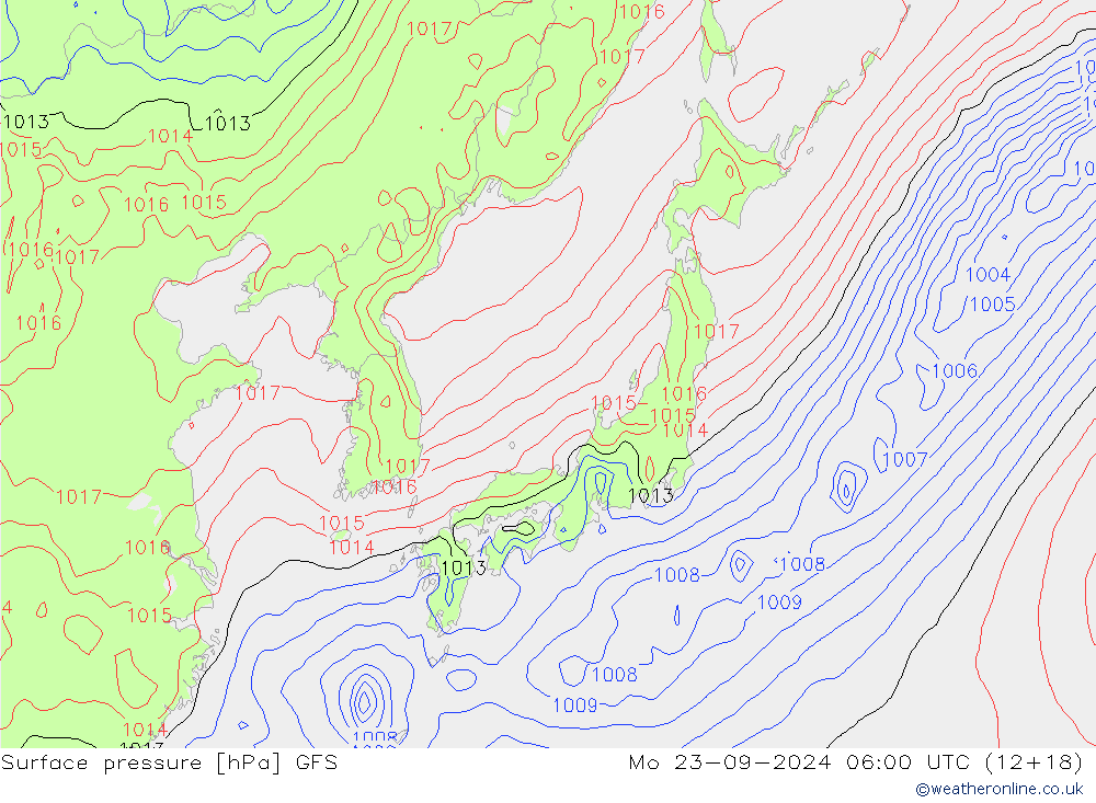 pression de l'air GFS lun 23.09.2024 06 UTC