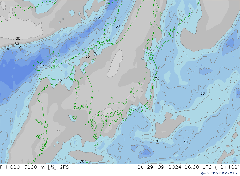 RH 600-3000 m GFS nie. 29.09.2024 06 UTC