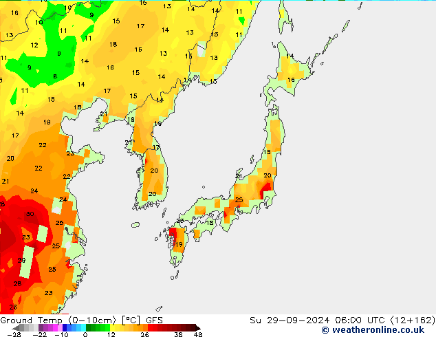 Temperatur 0-10 cm GFS So 29.09.2024 06 UTC