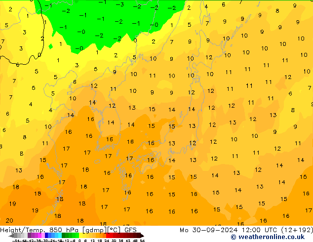 Z500/Yağmur (+YB)/Z850 GFS Pzt 30.09.2024 12 UTC