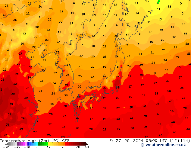 Max.  (2m) GFS  27.09.2024 06 UTC