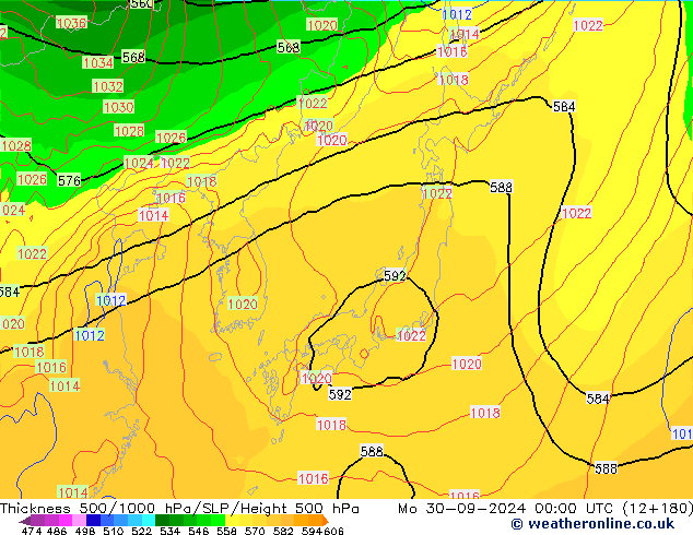 Thck 500-1000hPa GFS Seg 30.09.2024 00 UTC