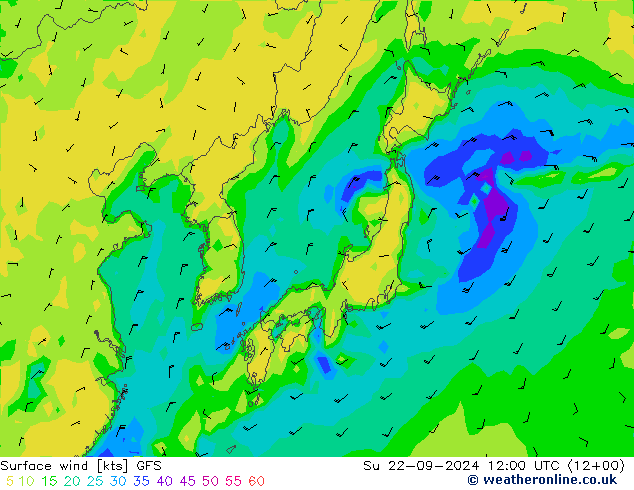 Bodenwind GFS So 22.09.2024 12 UTC