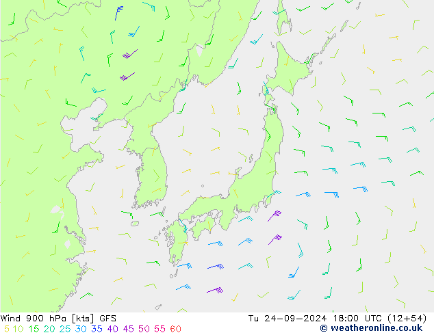 Vento 900 hPa GFS mar 24.09.2024 18 UTC