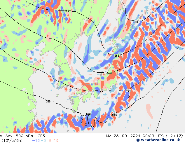 V-Adv. 500 hPa GFS ma 23.09.2024 00 UTC