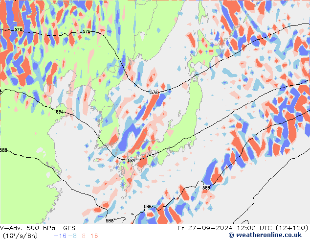 V-Adv. 500 hPa GFS Fr 27.09.2024 12 UTC