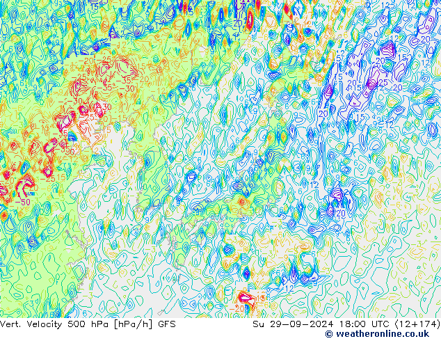 Vert. Velocity 500 hPa GFS  29.09.2024 18 UTC