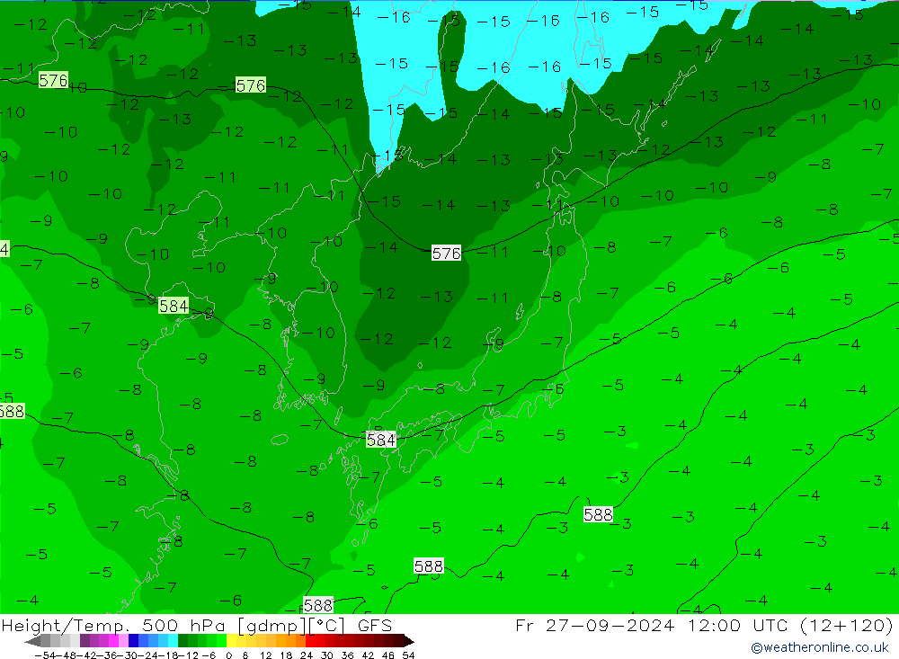 Height/Temp. 500 hPa GFS Sex 27.09.2024 12 UTC