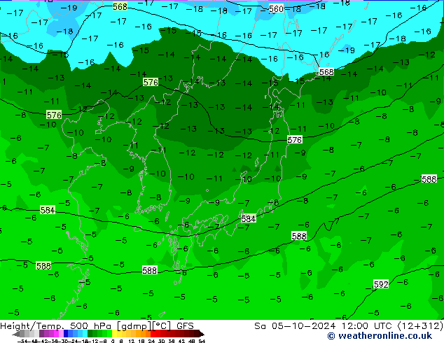 Z500/Rain (+SLP)/Z850 GFS  05.10.2024 12 UTC