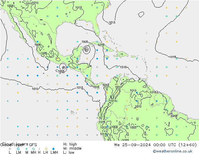 Wolkenlagen GFS wo 25.09.2024 00 UTC