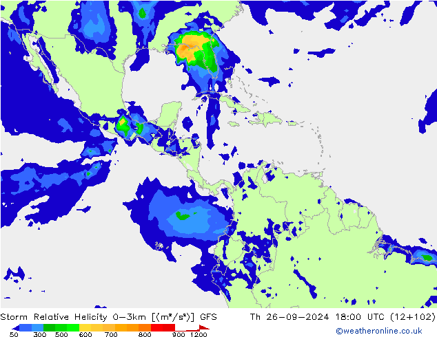 Storm Relative Helicity GFS чт 26.09.2024 18 UTC