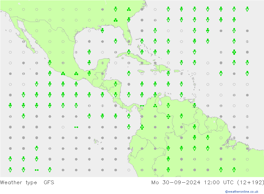 rodzaj opadu GFS pon. 30.09.2024 12 UTC