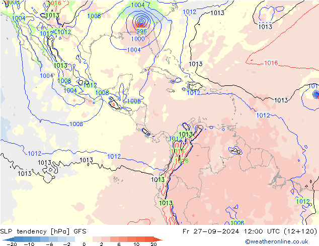 SLP tendency GFS Sex 27.09.2024 12 UTC