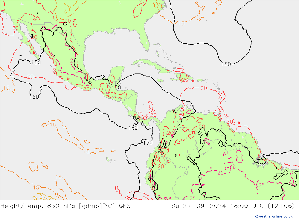 Z500/Rain (+SLP)/Z850 GFS Dom 22.09.2024 18 UTC