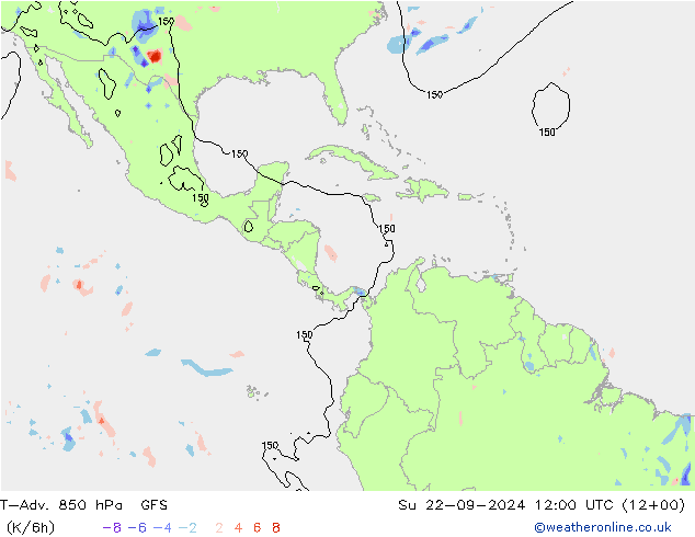 T-Adv. 850 hPa GFS So 22.09.2024 12 UTC