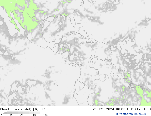 Cloud cover (total) GFS Su 29.09.2024 00 UTC