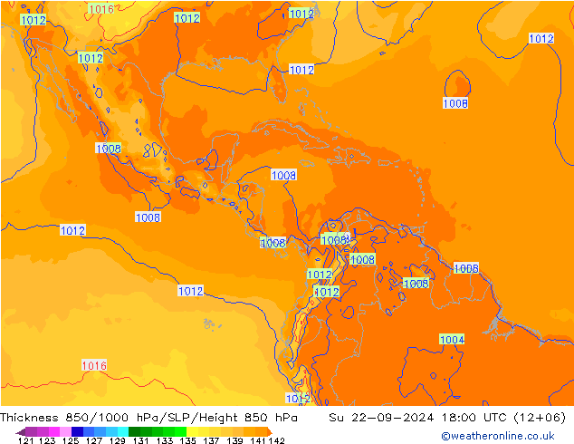 Thck 850-1000 hPa GFS Su 22.09.2024 18 UTC