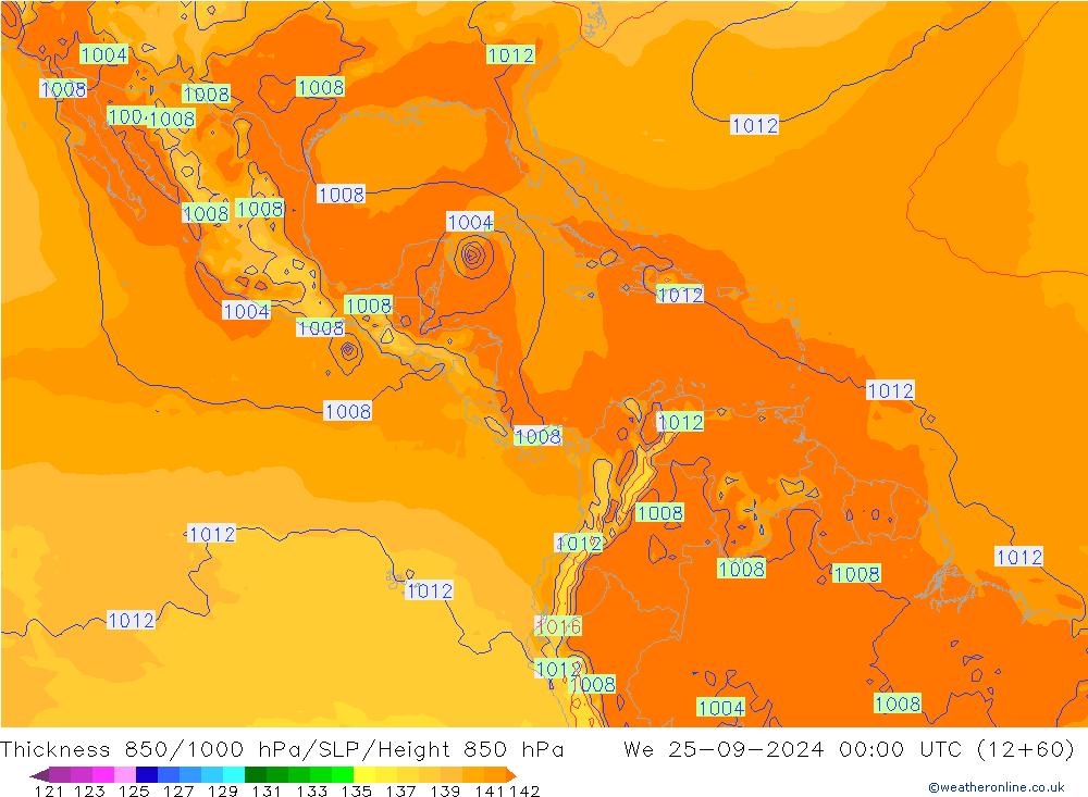 Thck 850-1000 hPa GFS We 25.09.2024 00 UTC