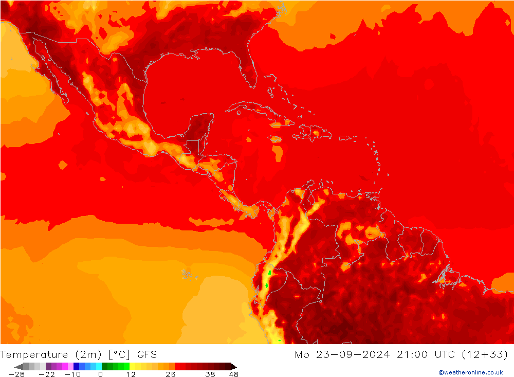 Temperature (2m) GFS Po 23.09.2024 21 UTC