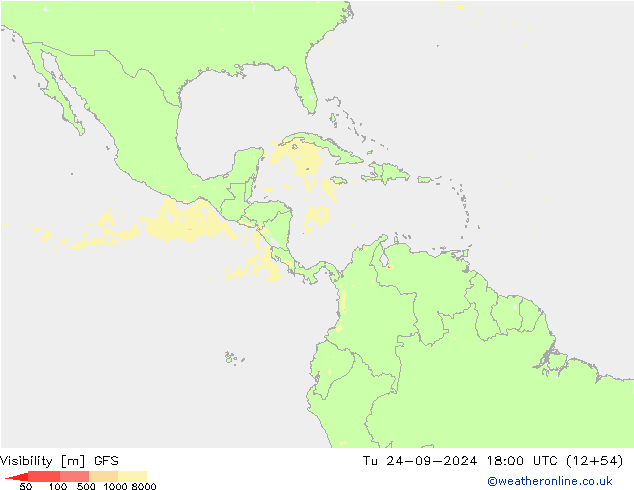 Visibility GFS Tu 24.09.2024 18 UTC