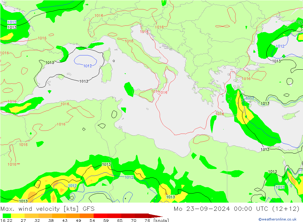 Max. wind velocity GFS Mo 23.09.2024 00 UTC