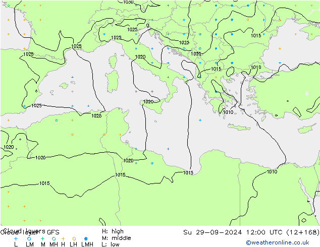 Wolkenschichten GFS So 29.09.2024 12 UTC