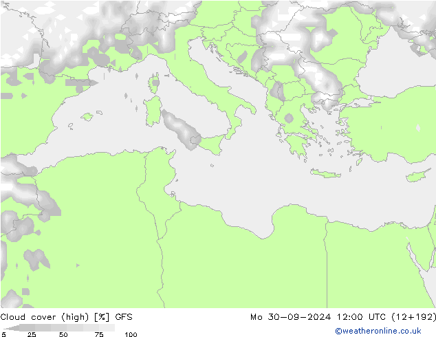 Wolken (hohe) GFS Mo 30.09.2024 12 UTC