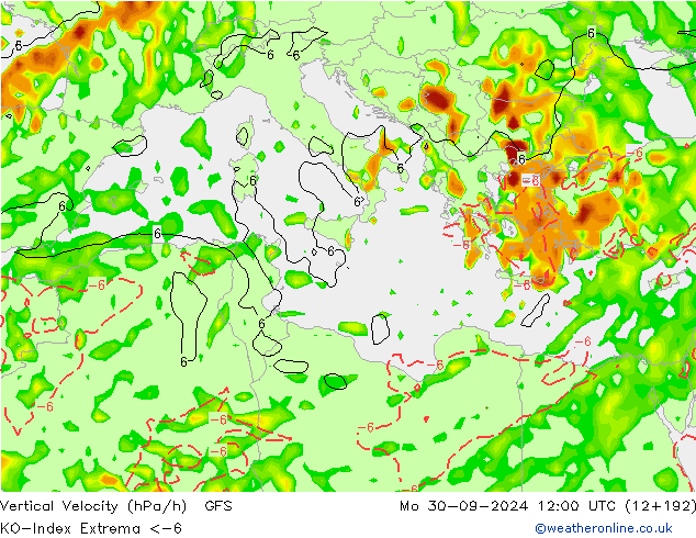 Convection-Index GFS lun 30.09.2024 12 UTC