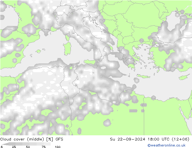 Cloud (high,middle,low) GFS Su 22.09.2024 18 UTC