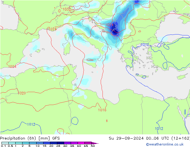 Z500/Yağmur (+YB)/Z850 GFS Paz 29.09.2024 06 UTC