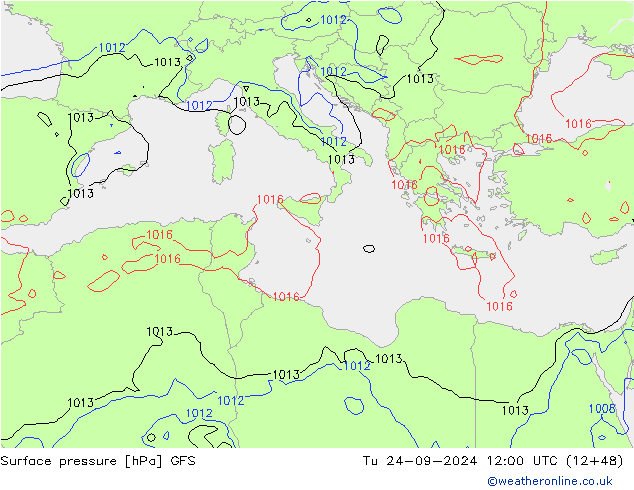 GFS: Út 24.09.2024 12 UTC