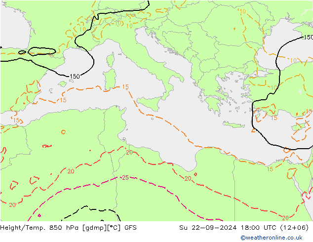 Z500/Rain (+SLP)/Z850 GFS So 22.09.2024 18 UTC