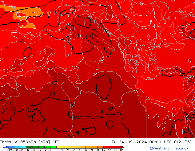 Theta-W 850hPa GFS mar 24.09.2024 00 UTC