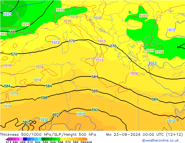 Thck 500-1000hPa GFS Mo 23.09.2024 00 UTC