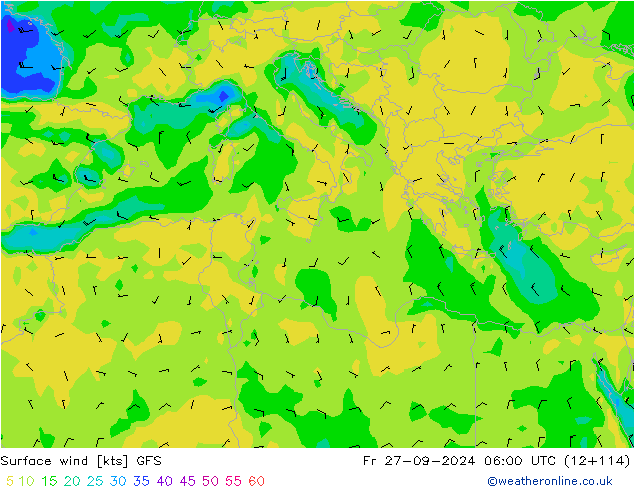 Vento 10 m GFS Sex 27.09.2024 06 UTC