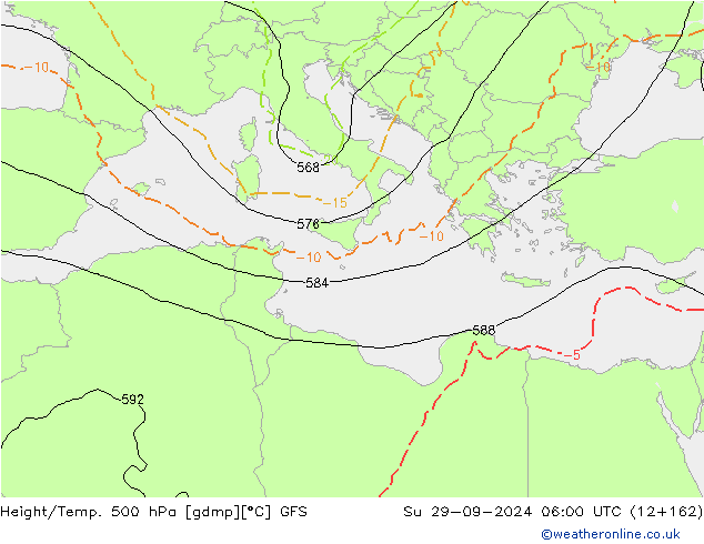 Z500/Yağmur (+YB)/Z850 GFS Paz 29.09.2024 06 UTC