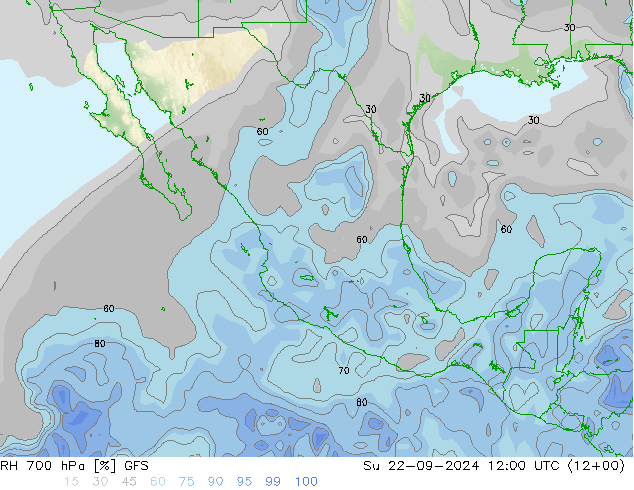 RV 700 hPa GFS zo 22.09.2024 12 UTC