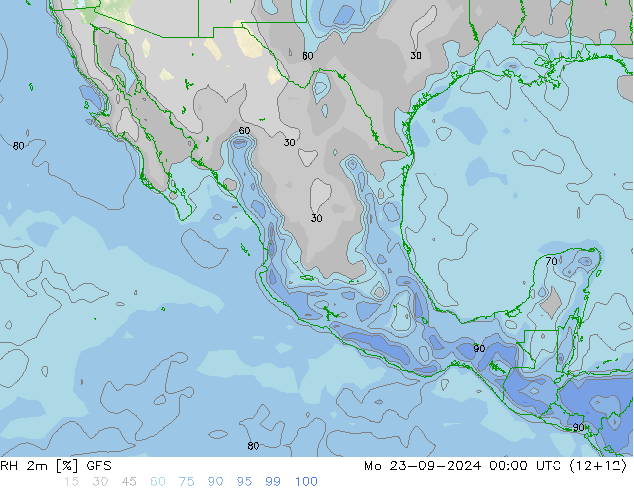 RH 2m GFS Po 23.09.2024 00 UTC