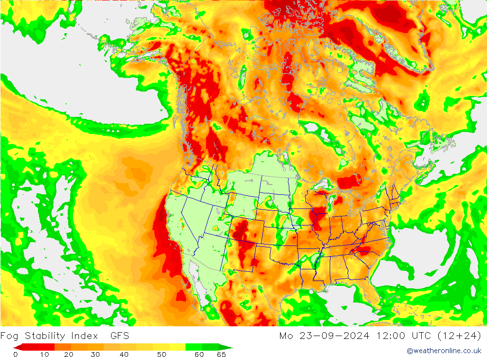 Fog Stability Index GFS lun 23.09.2024 12 UTC