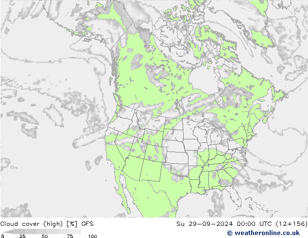 Bulutlar (yüksek) GFS Paz 29.09.2024 00 UTC