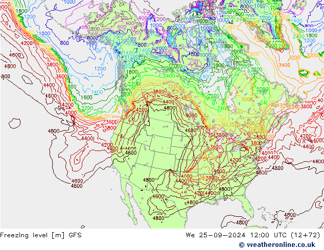 Freezing level GFS mié 25.09.2024 12 UTC