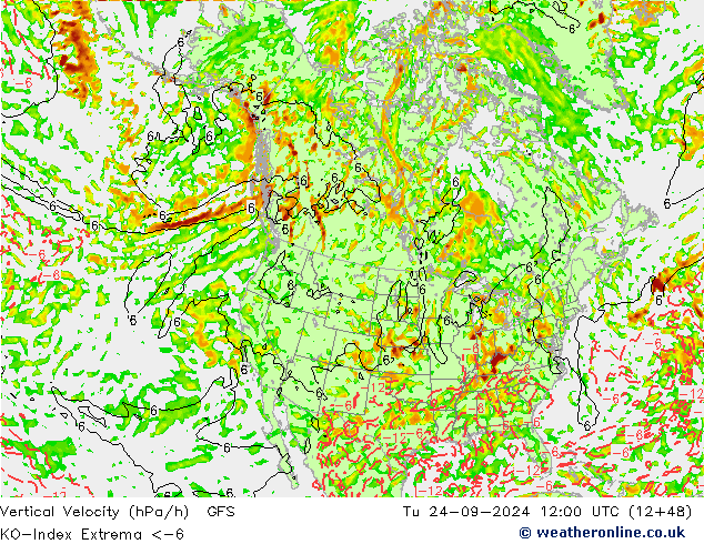 Convection-Index GFS 星期二 24.09.2024 12 UTC