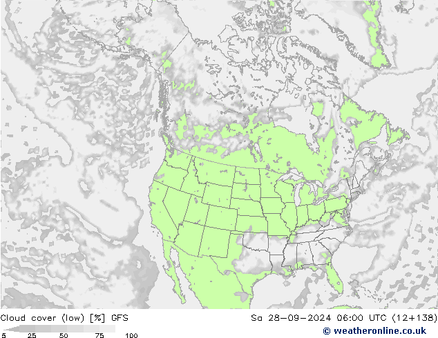 Bewolking (Laag) GFS za 28.09.2024 06 UTC