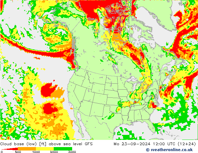 Wolkenbasis (Laag) GFS ma 23.09.2024 12 UTC